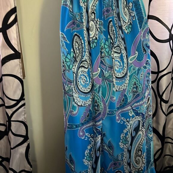 Bisou Bisou Womens Dress Size 4 Maxi Paisley Lined with Wide Ruffle Hem - Picture 11 of 14